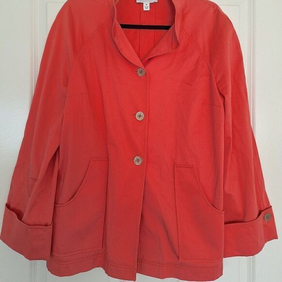 ST. JOHN SPORT Pink Long Pocket cotton Jacket Coat size M‎ - Picture 1 of 6